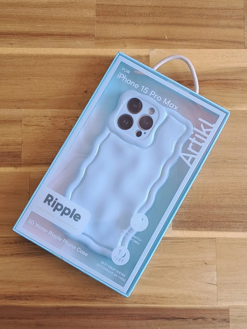 Artikl Ripple 3D Water Ripple Phone Case for iPhone 15 Pro Max - Light Blue